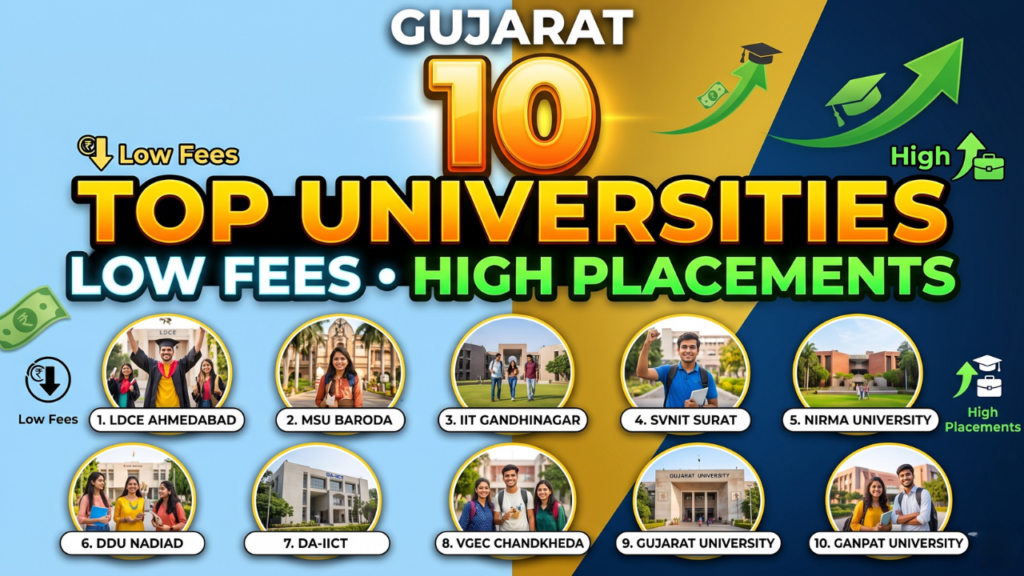 Top 10 Universities in Gujarat with affordable Fees ,Highest Placements